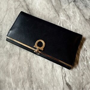 Salvatore Ferragamo Wallet Black and Silver Hardware